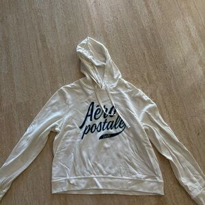 NWOT White cream Aeropostale Hoodie with Blue Logo